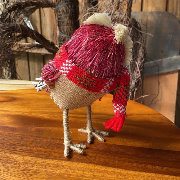 Pottery Barn Sisal, Pinecone and Twig Holiday Owl with Scarf and Burlap body 🦉 - Picture 4 of 16